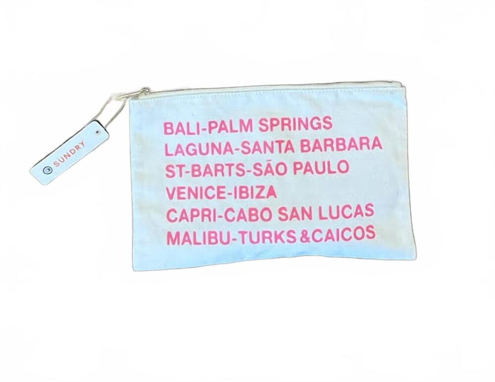 NEW SUNDRY pom pom destinations pouch in natural